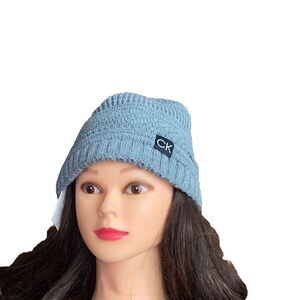 Calvin Klein Men's CK Logo Knit Beanie Gray Ribbed Cuffed Hat Comfort Unisex